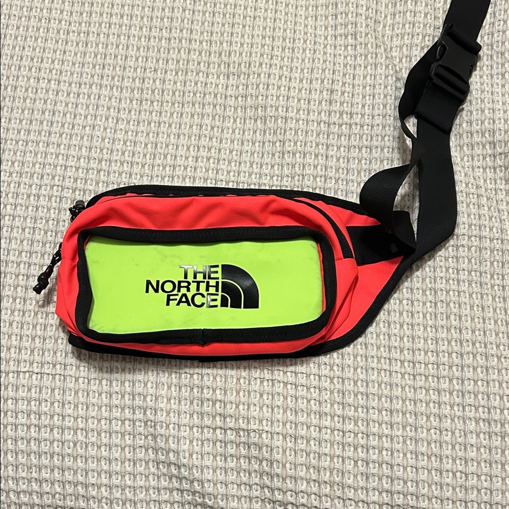 The North Face Neon Green and Red Belt Bag